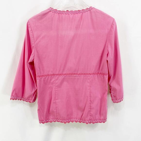 CYNTHIA STEFFE Pink V-Neck 3/4 Sleeve Blouse - Picture 4 of 9